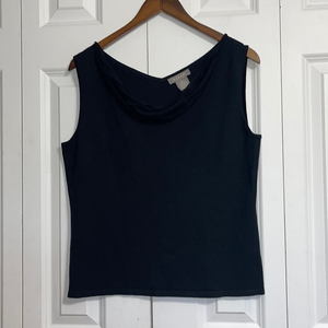 KENAR Womens Black Sleeveless Sheer‎ Cowl Neck Tank Top Knit Top L